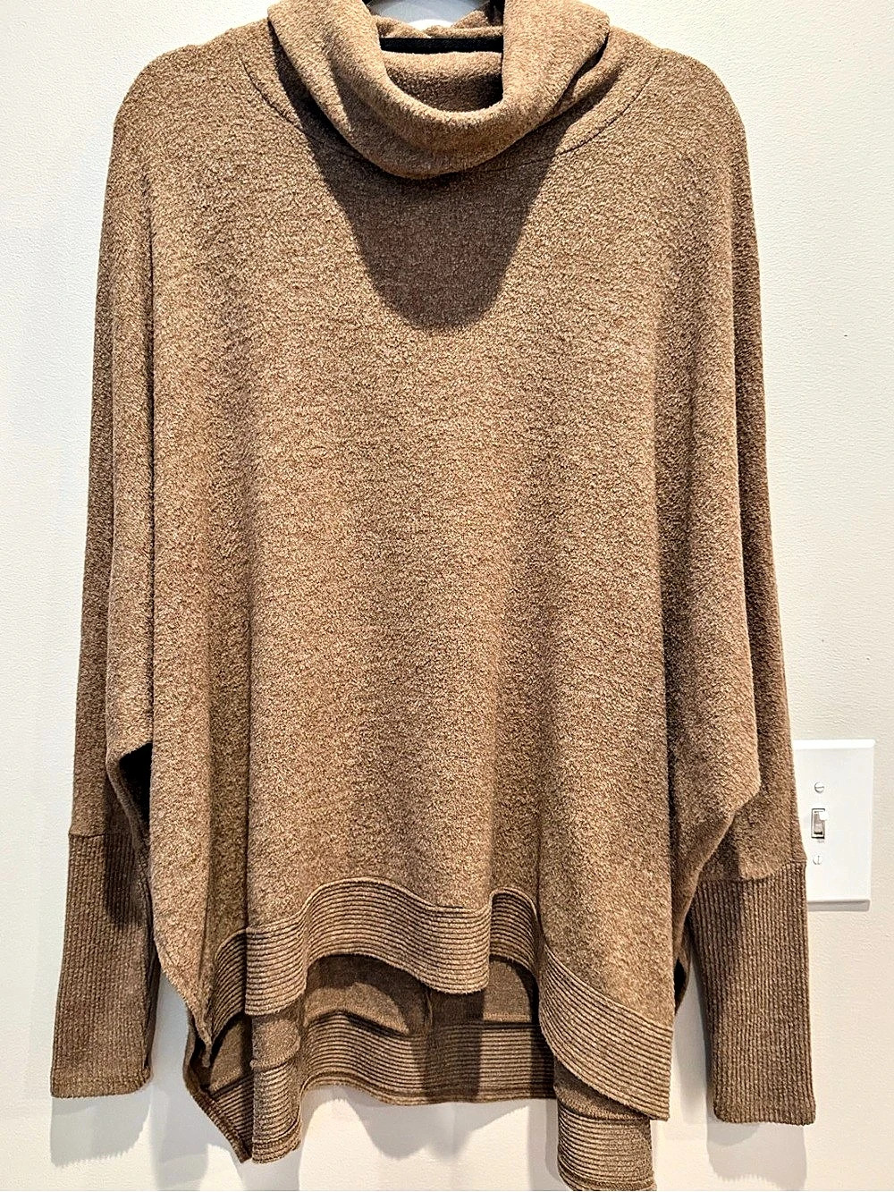 ZENANA Cowl Neck Sweater in Brown Size Medium